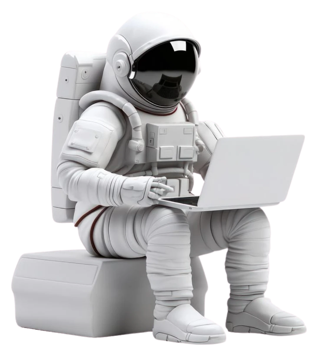 Astronauta da UranoPag com um notebook